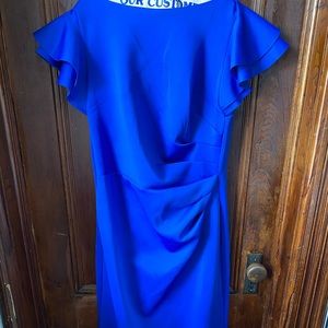 Royal blue ruffle sleeve dress